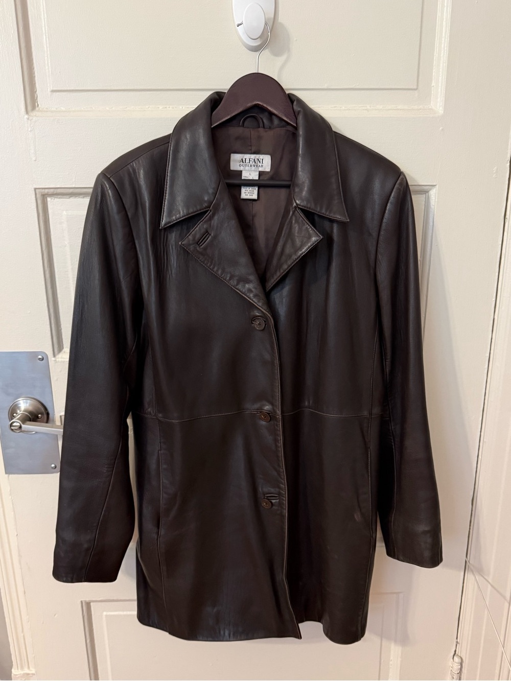 Vtg Alfani Brown Leather Jacket